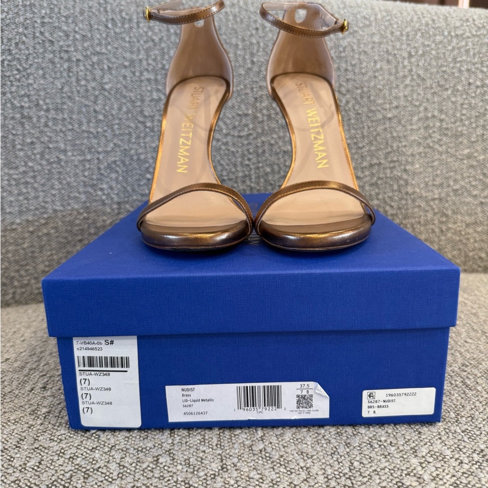 Stuart Weitzman Nudist Bronze Heels